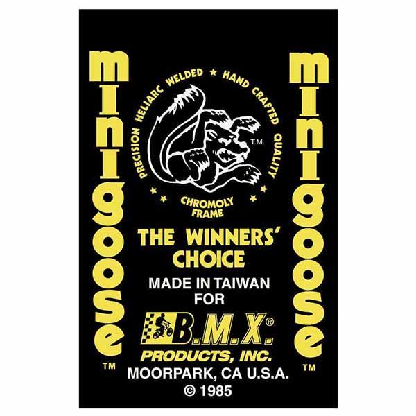 1985 Mongoose Minigoose Yellow Taiwan Decal Set - Old School Bmx Decal-Set