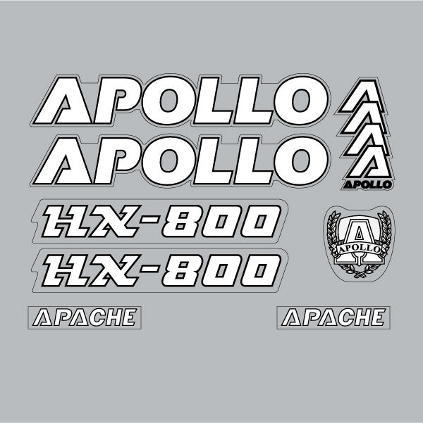 Apollo - Apache - White decal set - old school bmx - Bmx Products AU