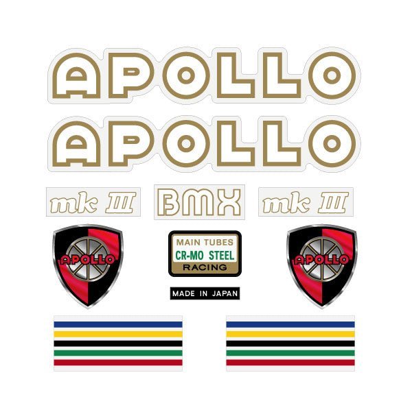 Apollo - BMX MKIII - Gold White decal set - old school bmx - Bmx Products AU