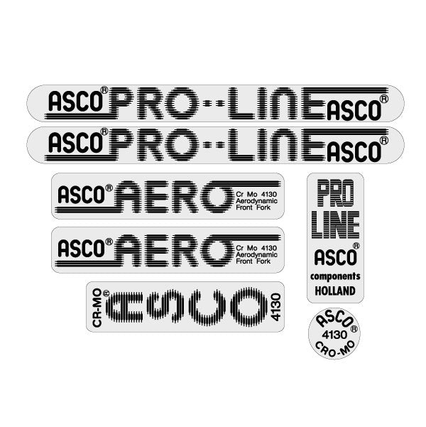 ASCO - PRO - LINE on clear - decal set - old school bmx - Bmx Products AU