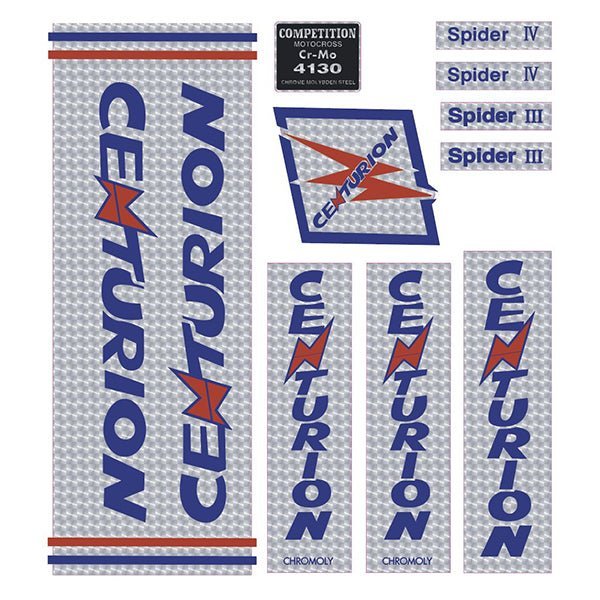 Centurion - SPIDER III - SPIDER IV - SILVER PRISM decal set - Old school bmx - Bmx Products AU