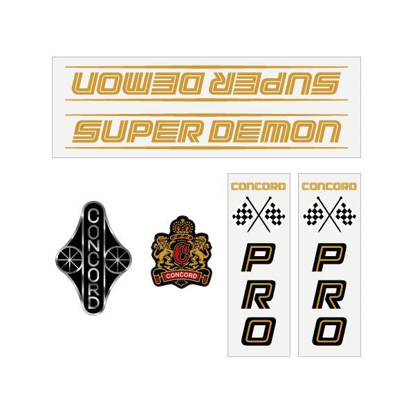 Concord - Super Demon gold on clear decal set - old school bmx - Bmx Products AU