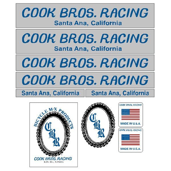 Cook Bros. BLUE decal set - Old school bmx - Bmx Products AU
