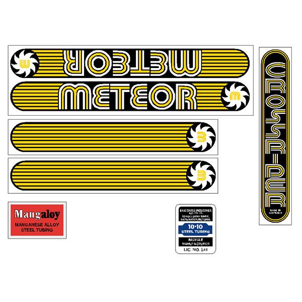 Crossrider - Meteor Yellow Decal Set Old School Bmx Decal-Set