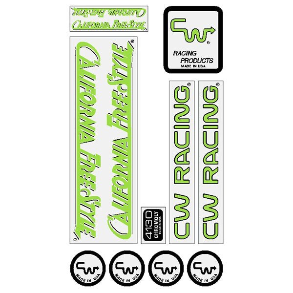 CW - California Freestyler 84/85 Green over White Decal set - old school bmx - Bmx Products AU