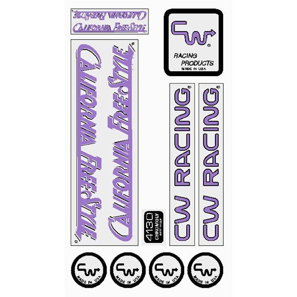 CW - California Freestyler 84/85 Lavender on CLEAR Decal set - old school bmx - Bmx Products AU