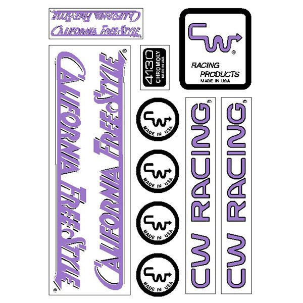 CW - California Freestyler 84/85 Lavender over White Decal set - old school bmx - Bmx Products AU