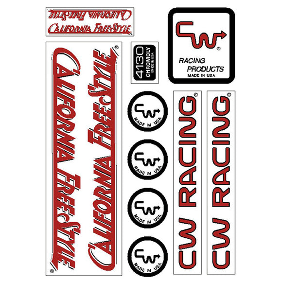 CW - California Freestyler 84/85 Red over White Decal set - old school