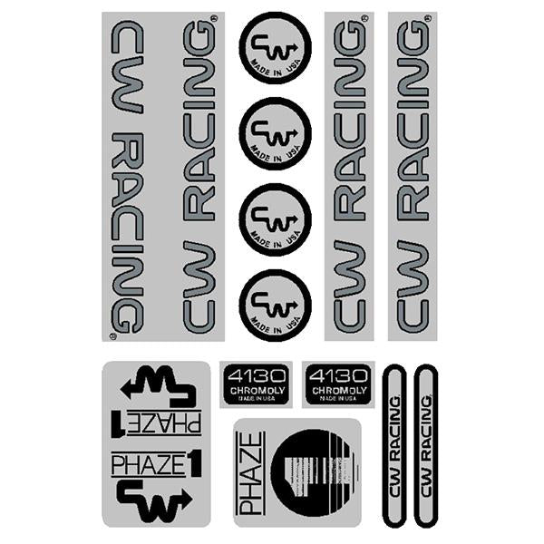 CW - Phase 1 - 84/85 Black Grey on Chrome Decal set - old school bmx - Bmx Products AU