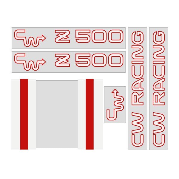 CW - Z500 Red and White Decal set - old school bmx - Bmx Products AU
