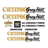 Cycle Pro - GREG HILL Competitor - Gold decal set - old school bmx - Bmx Products AU
