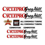 Cycle Pro - GREG HILL Competitor - Red decal set - old school bmx - Bmx Products AU