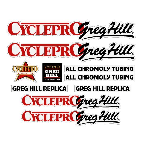 Cycle Pro - GREG HILL Replica - Red decal set - old school bmx - Bmx Products AU