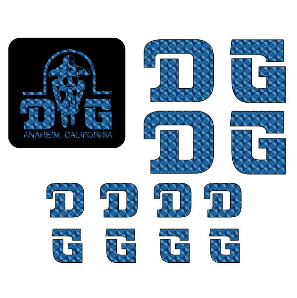 DG - CURVED D decal set - BLUE PRISM - Old school bmx - Bmx Products AU