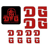 DG - CURVED D decal set - RED PRISM - Old school bmx - Bmx Products AU
