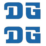 DG gusset CURVED D decal pair BLUE - Old school bmx - Bmx Products AU