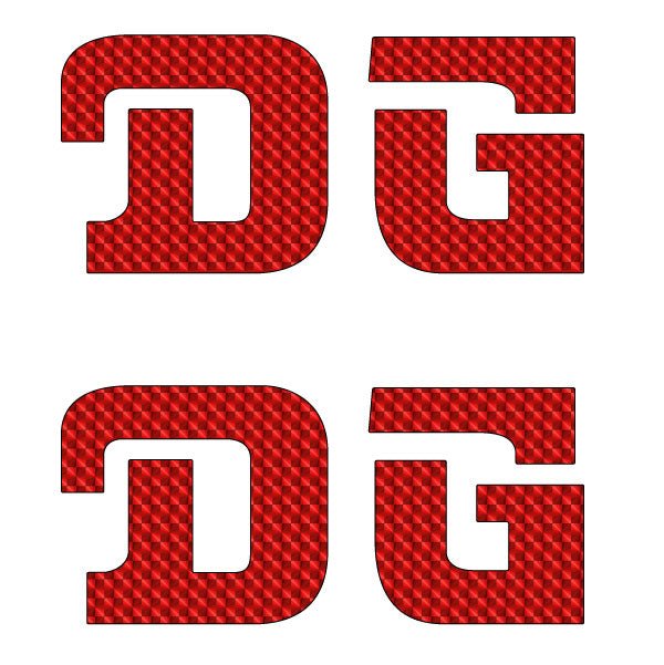 DG gusset CURVED D decal pair RED - Old school bmx - Bmx Products AU
