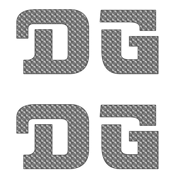 DG gusset CURVED D decal pair SILVER - Old school bmx - Bmx Products AU