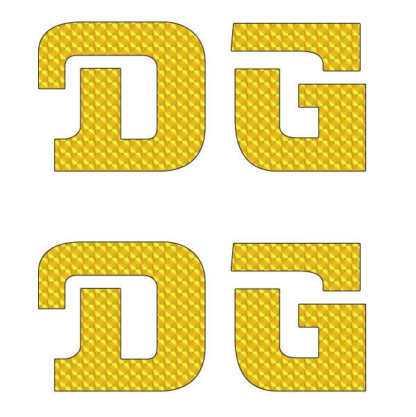 DG gusset CURVED D decal pair YELLOW - Old school bmx - Bmx Products AU