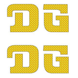 DG gusset CURVED D decal pair YELLOW - Old school bmx - Bmx Products AU