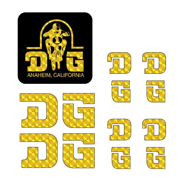 DG - STRAIGHT D decal set - YELLOW PRISM - Old school bmx - Bmx Products AU