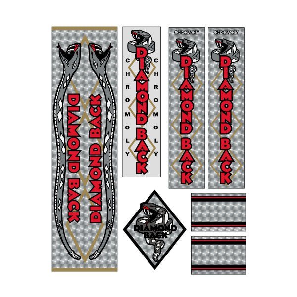 Diamond Back - 1979 SILVER PRISM with clear seat tube decal set - Old school bmx - Bmx Products AU