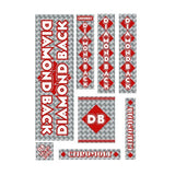 Diamond Back - 1981 - 82 Medium Pro Red DB decal set - Old school bmx - Bmx Products AU