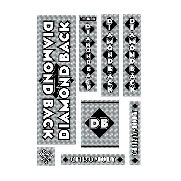 Diamond Back - 1981 - 82 Mini Pro Black DB decal set - Old school bmx - Bmx Products AU