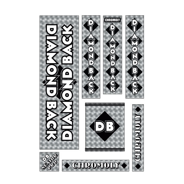 Diamond Back - 1981 - 82 Senior Pro Black DB decal set - Old school bmx - Bmx Products AU