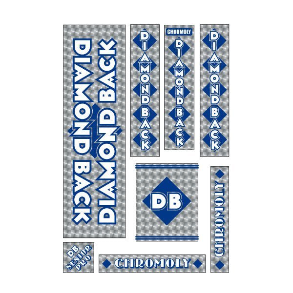 Diamond Back - 1981 - 82 Senior Pro blue DB decal set - Old school bmx - Bmx Products AU
