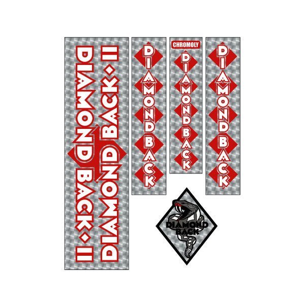 Diamond Back - 1982 - 83 DBII Silver Streak RED - Snake decal set - Old school bmx - Bmx Products AU