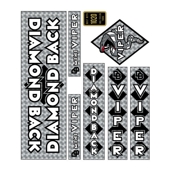 Diamond Back - 1983 MINI Viper - Silver PRISM decal set - Old school bmx - Bmx Products AU