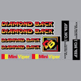 Diamond Back - 1984 MINI VIPER 16 - RED YELLOW CHAINSTAYS - on WHITE decal set - Old school bmx - Bmx Products AU