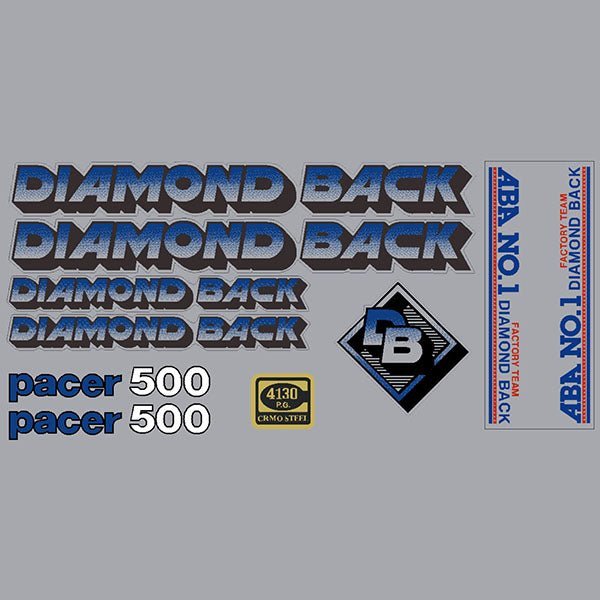 Diamond Back - 1984 PACER 500 - BLUE - on CLEAR decal set - Old school bmx - Bmx Products AU
