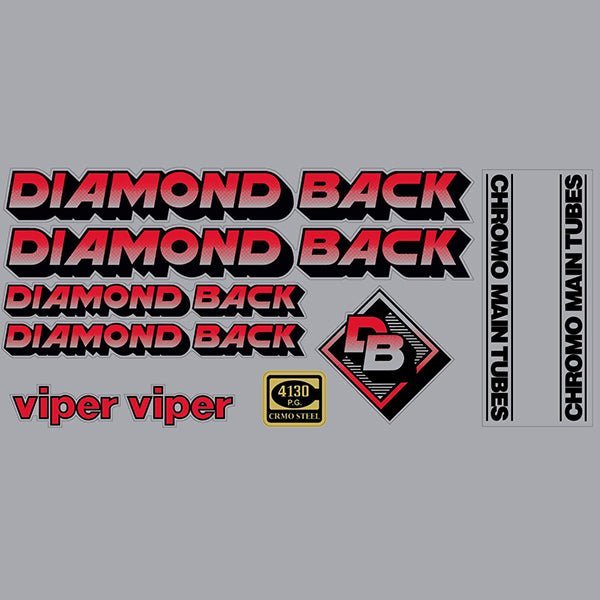 Diamond Back - 1984 VIPER - RED - on CLEAR decal set - Old school bmx - Bmx Products AU