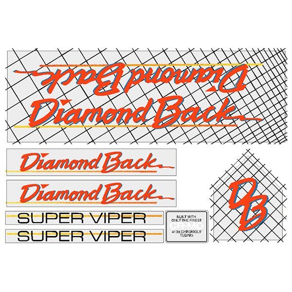 Diamond Back - 1985 Super Viper - for chrome frame decal set - Old school bmx - Bmx Products AU