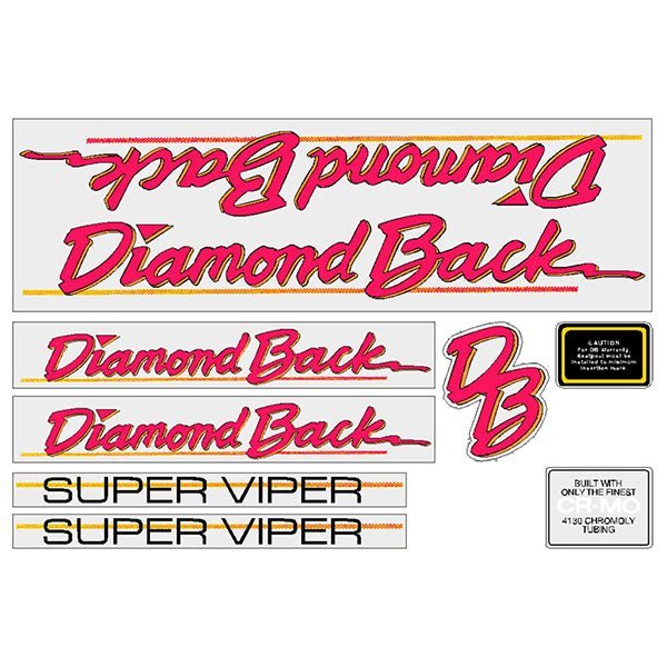 Diamond Back - 1986 Super Viper - for chrome frame decal set - Old school bmx - Bmx Products AU