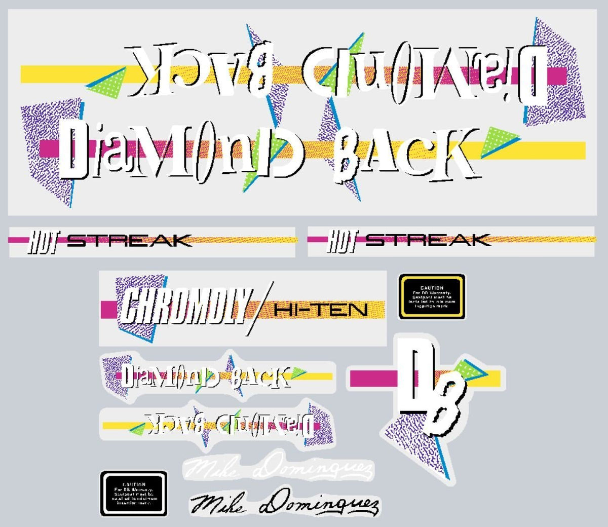 Diamond Back - 1987 Hot Streak - decal set - Old school bmx - Bmx Products AU