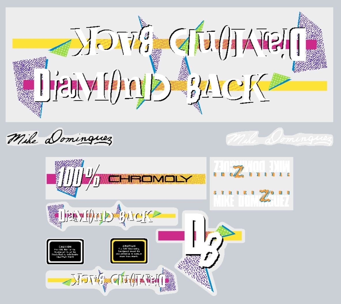 Diamond Back - 1987 Strike Zone for pink frame - decal set - Old school bmx - Bmx Products AU