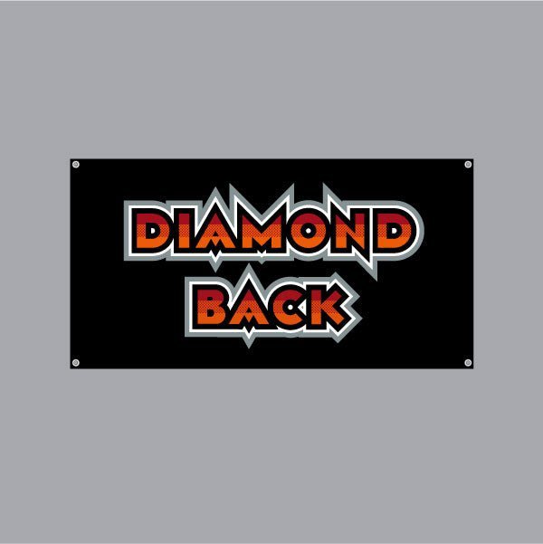 DIAMOND BACK - Black, Silver & Orange words Banner - old school bmx - Bmx Products AU