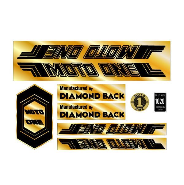 Diamond Back - Moto ONE - GOLD BLACK decal set - Old school bmx - Bmx Products AU