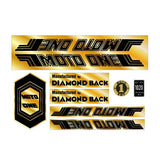 Diamond Back - Moto ONE - GOLD BLACK decal set - Old school bmx - Bmx Products AU
