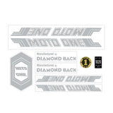 Diamond Back - Moto ONE - SILVER decal set - Old school bmx - Bmx Products AU