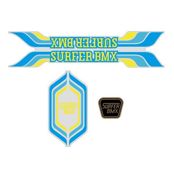 Dodsun - Surfer BMX - Blue Yellow decal set - old school bmx - Bmx Products AU