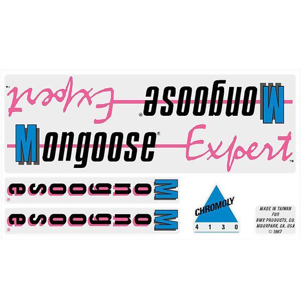 1987 Mongoose Expert For Chrome Or White Frame Decal Set - Old School Bmx Decal-Set