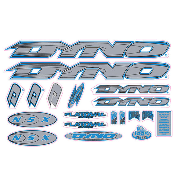 DYNO -2000 NSX silver blue decal set - old school bmx