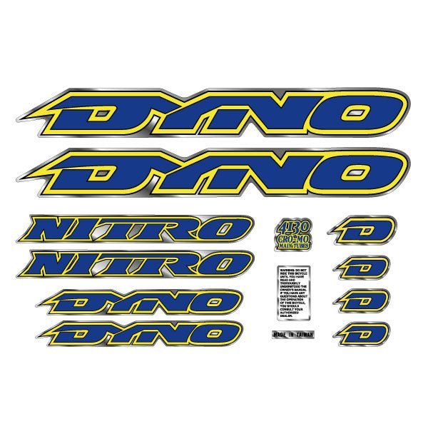 DYNO - 1995 NITRO decal set for chrome frame - old school bmx - Bmx Products AU