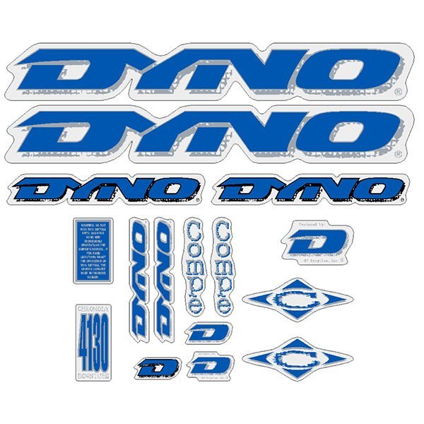 DYNO - 1997 Compe - for black frame with chrome forks decal set - old school bmx - Bmx Products AU