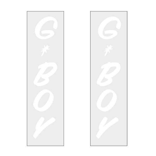 G-Boy Script - White Vertical Decal Pair Old School Bmx