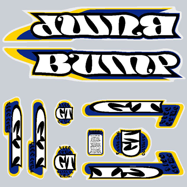 GT - 2000 Bump - For yellow frame decal set - Old school bmx